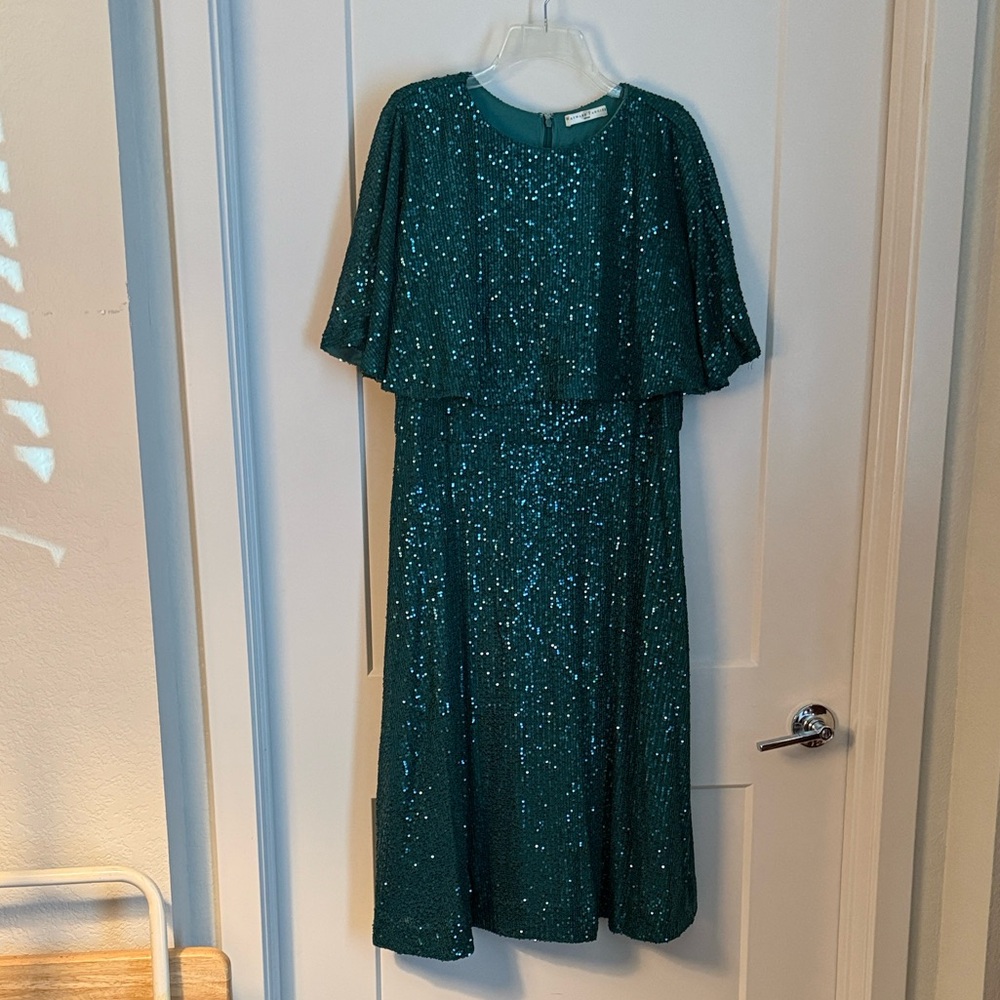 Sparkling Green Drape Neck Dress